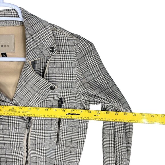 BlankNYC S Windowpane Plaid Moto Jacket Asymmetrical Zip Pockets Faux Suede Chic - Picture 10 of 16